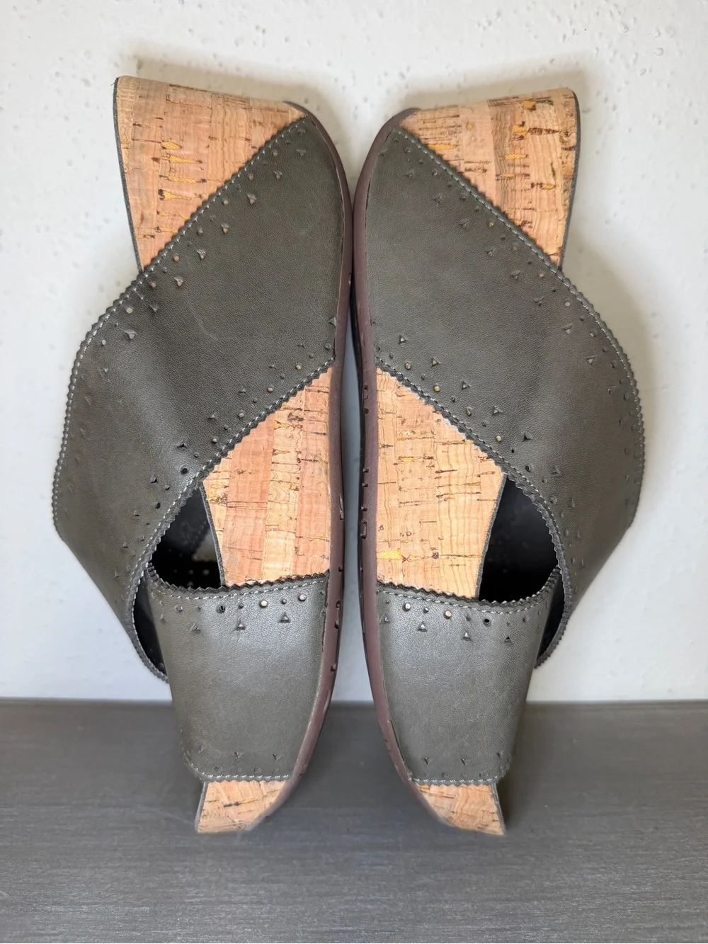 Women’s Chocolat Blu Mysti Leather Cork Wedge Slide Sandals Size 9 Comfort